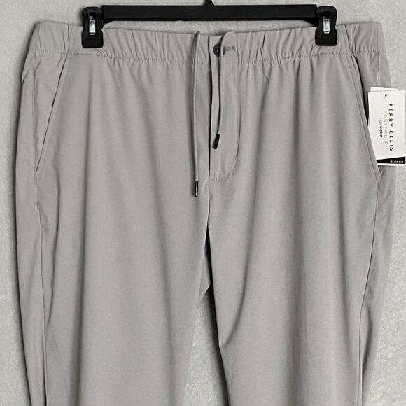 Perry Ellis Portfolio Men's XL TechWorks Pants Slim Fit Drawstring Alloy NEW - Picture 3 of 10